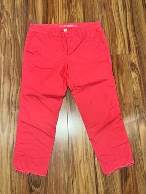 GAP Women's Cropped Bright Coral Red Chino Pants